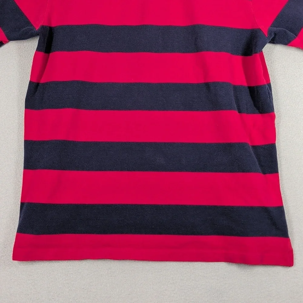 Polo Ralph Lauren Polo Shirt Mens‎ XL Red Navy Blue Striped Cotton Short Sleeve